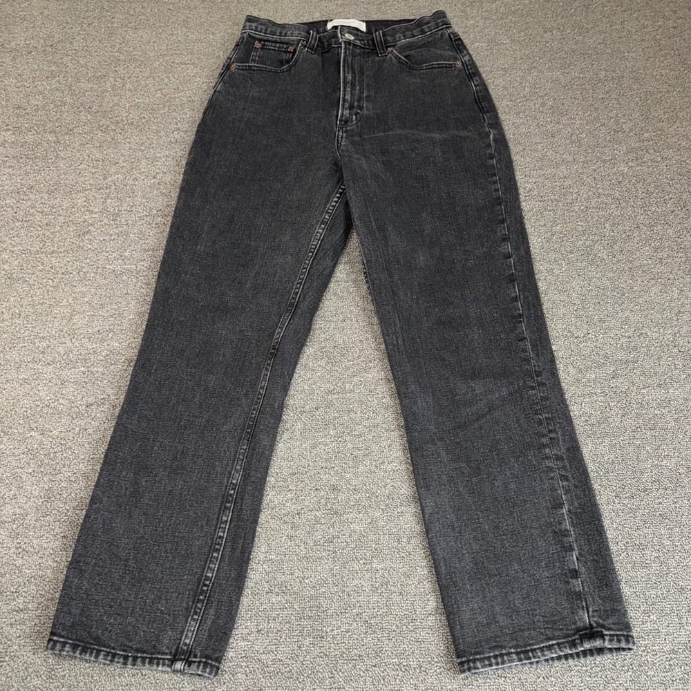 Abercrombie & Fitch Curve Love Ultra High Rise Ankle Straight Jeans Black 27/4R